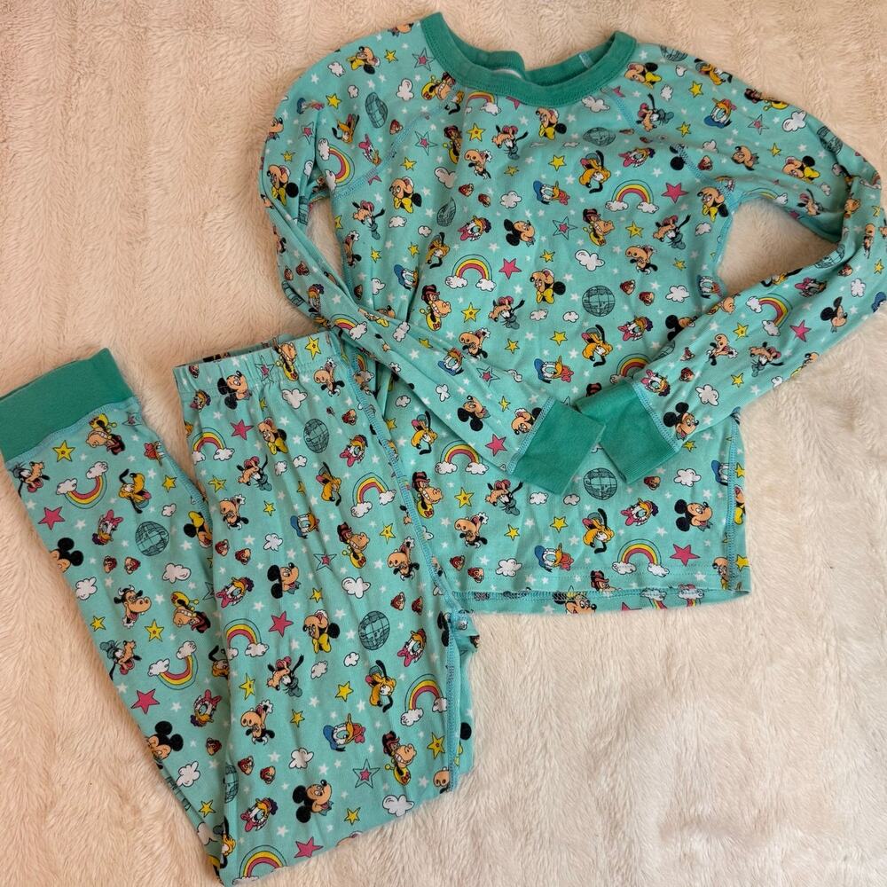 Disney Mickey Mouse PJ Pals Size 10 Long John Pajamas Set Teal Donald Duck Pluto